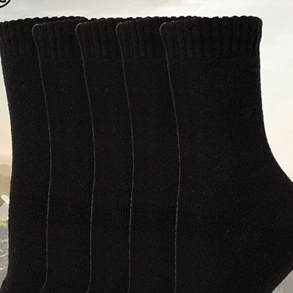 Black Merino Wool Blend Socks - Picture 2 of 5